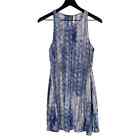Rory Beca Size L 100% Silk Mini A-Line Dress Blue Womens