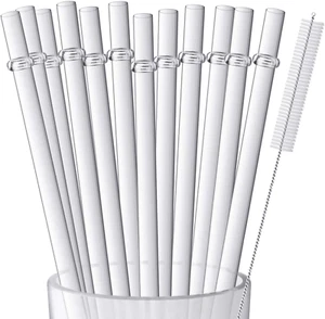 12 Pieces 11 Inches Clear Reusable Plastic Straws for Tall Cups Tumblers - Picture 1 of 6