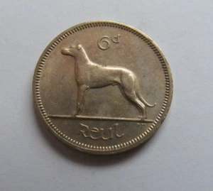 1969 Irish Sixpence Coin Old Ireland 6d Scarce Last Year Issued Mint Luster - Picture 1 of 4