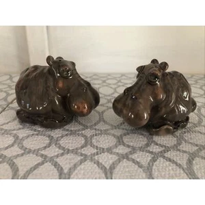 Juego de coctelera de sal y pimienta de cerámica Blue Sky Hippo de Lynda Corneille House Hippo - Imagen 1 de 8