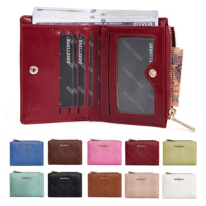Small Women Leather Wallet Credit Card Holder Zipper Coin Purse Clutch Handbag - Picture 1 of 31