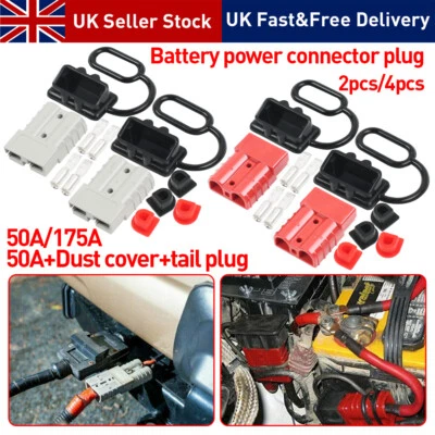 2/4Pcs For Anderson 50AMP 6AWG Plug Cable Terminal Battery Power Connector Kit