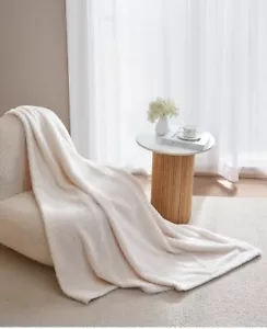 Royal Luxe Cozy Faux Fur to Faux Mink Throw, 50" X 60'' White T4103997 - Picture 1 of 8