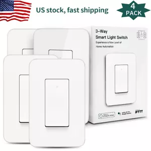 Smart wifi Light Switch 3way Single pole works with Alexa Google Home ETL 4pack - Picture 1 of 7