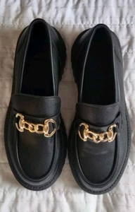 Zapatos plataforma cadena oro negro EUR talla 40 - Imagen 1 de 12