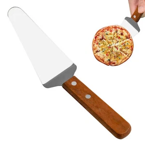 Stainless Steel Pie Server Pizza Spatula Cake Cutter Slicer Wooden Handle - Picture 1 of 7