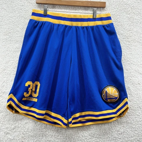 2000s Golden State Warriors Steph Curry NBA Basketball Shorts, UNK Blue Yellow L Cover