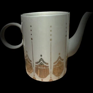 ANTHROPOLOGIE Michele Teapot Ivory GOLD Accents Replacement Tea Pot NO LID - Picture 1 of 22