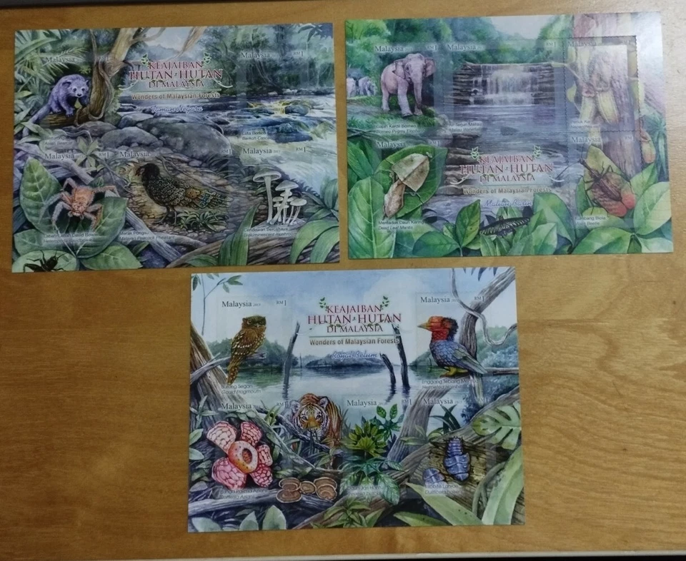 Malaysia 2013 Wonders Forest Miniature Stamp MS MNH sticker Stamp 3pc - Image 1 of 4