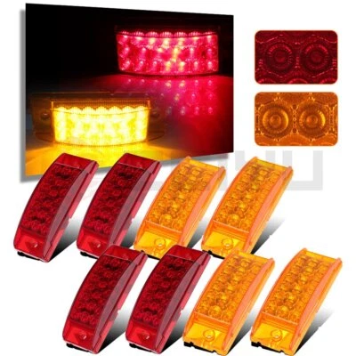 8pcs 6" Amber Red 20LED Sider Marker Turn Signal Trailer Lights Truck Universal Foto 1 de 4