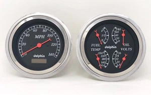 1947 1948 1949 1950 1951 1952 1953 Chevy Truck 5" Gauge Dash Panel Set Black - Picture 1 of 7