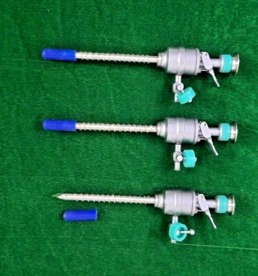Instrumentos quirúrgicos de endoscopia cánula trocar espiral laparoscópica de 3 piezas 5 mm x 100 mm Foto 1 de 4