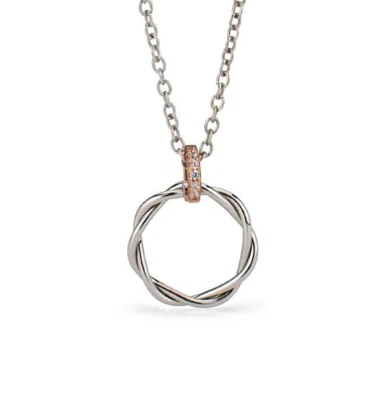 Collana Boccadamo Donna Bronzo Argento Pendente Cerchio Pavè di Zirconi _XGR698 - Immagine 1 di 2
