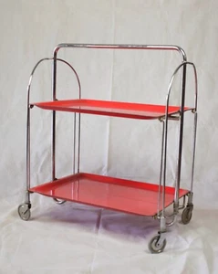 Carrello, portavivande, bar, pieghevole, anni ‘70, trolley, ruote, modernariato - Foto 1 di 4