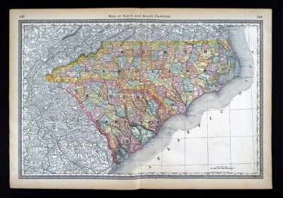 Mapa Hardesty 1883 Carolina del Norte y del Sur Charleston Raleigh Cabo Hatteras Manteo Foto 1 de 4