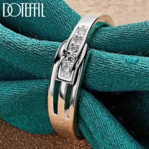 DOTEFFIL 925 Geometría de Plata Esterlina AAA Anillo de Circón Fiesta Moda Joyería - Imagen 1 de 7