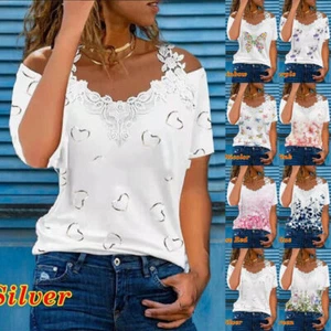 Womens Casual Beach Pullover Tunic Tops Ladies Holiday T-Shirts Blouse Plus Size - Picture 1 of 18