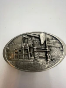 Vintage Y-146 Bergamotte Messing Werke Gürtelschnalle robust Zinn elegant silber - Bild 1 von 3