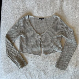 Cotton Candy L.A. Gray Open Knit Crop Cardigan Whimsygoth Cottage 90s Y2k Casual - Picture 1 of 9