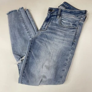American Eagle Women’s 8 SHORT Jegging Jeans Distressed Light Wash Stretch #1461 - Picture 1 of 14