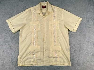 Maximos USA Guayabera Shirt Adult Extra Large Yellow Polyester Blend 4 Pocket - Image 1 of 4