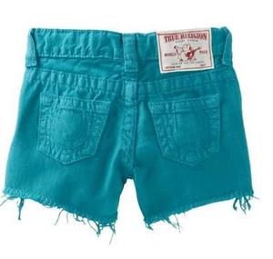 $97 NUEVOS Pantalones Cortos Turquesa True Religion Niños Grandes Niñas Faye Corte EE. UU. 8-10 - Imagen 1 de 5