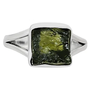 Anillo de plata esterlina 925 en bruto de moldavita checa genuina s.9 joyería R-1002 - Imagen 1 de 5