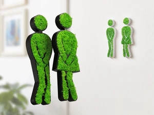 MOOSWERK WC Moos Schild Mann & Frau Lustig Badezimmer Toilette Schwarz oder Weiß - Picture 1 of 13