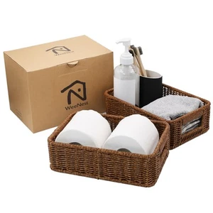 Baskets for Organizing, Small Wicker, Storage Bins for Bathroom and Toilet Pa... - Picture 1 of 7