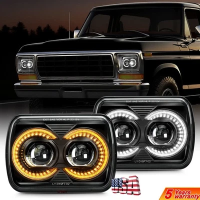 Brightest 2PCS DOT 7x6" LED Headlight for Ford F-650 F-750 2000-2015 w/ DRL Turn - Image 1 of 4