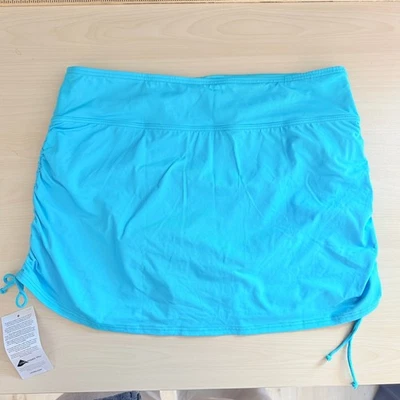 Lands End Blue Swim Skirt Size 12 Ruched Drawstring Waist resort wear New NWT - Image 1 of 4