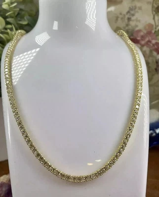 20Ct Round Cut Lab-Created Diamond Men's Tennis Necklace 14k Yellow Gold Finish - Image 1 of 4