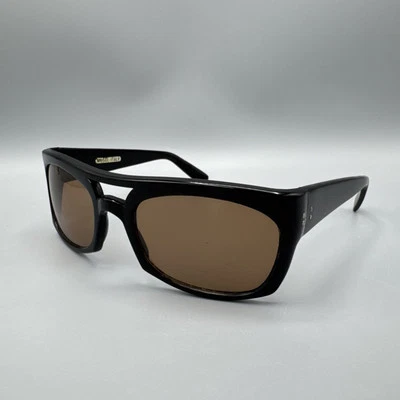Vintage NILSOL Sunglasses Italy Fashion Eyewear Black Frame Brown Lenses 70s 80s - Image 1 of 4