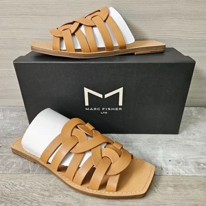 Sandalias planas naturales de cuero para mujer Marc Fisher Ltd Ml Kimiko talla 8,5 M - Imagen 1 de 13