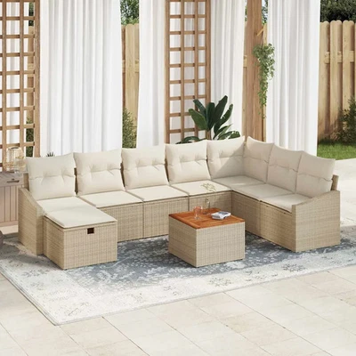 Garten-Sofa-Set mit Kissen mit Speicher 9 pcs Poly Rattan Modulare Möbel vidaXL  - Bild 1 von 2