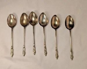 Vintage 6 EPNS Monk Priest Spoons Silver Plate Tea Coffee Sugar Demitasse - Picture 1 of 12