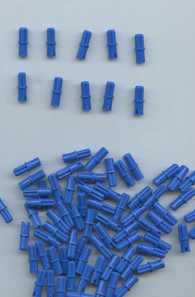 8 Blue LEGO Technic Axle Pins With Friction Ridges Connectors Pegs 43093