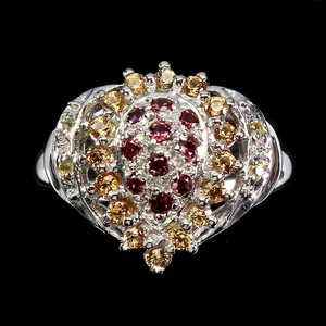 Anello in argento sterling 925 rotondo rodolite granato zaffiro gemma gioielli 7 - Foto 1 di 9