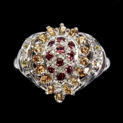 Anello in argento sterling 925 rotondo rodolite granato zaffiro gemma gioielli 7 - Immagine 1 di 4