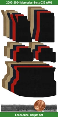 Juego de alfombrillas Velourtex personalizadas para Mercedes-Benz C32 AMG '02-04 (5 piezas) #Y0K Foto 1 de 4