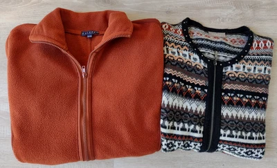 2 Strickjacken / Fleece ~ Gr.38/40~ Terra/Mehrfarbig ~ Mischgewebe ~ Canda/C&A - Bild 1 von 4