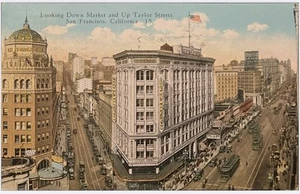 Postkarte San Francisco, Kalifornien, Looking Down Market 1929 Honolulu Stempel - Bild 1 von 2