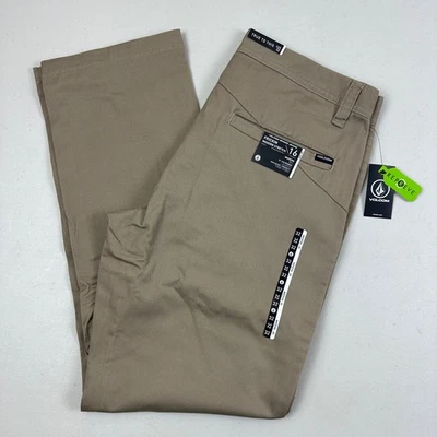 Volcom Men's Frickin Modern Stretch Pants Khaki Brown KHA 32x30 - NWT $65 - Image 1 of 4