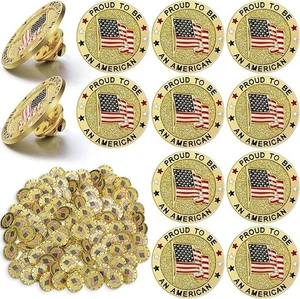 50 Pack USA Flag Veteran Proud American Metal Lapel/Hat/Jacket Pins - Picture 1 of 2