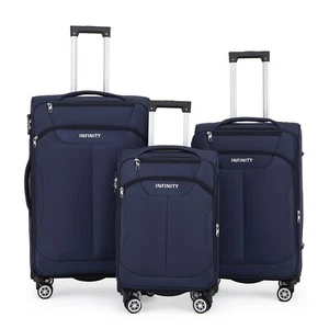 Juego De Maletas Suaves Azul Marino De 8 Ruedas, Bolsa De Cabina TSA - Imagen 1 de 12