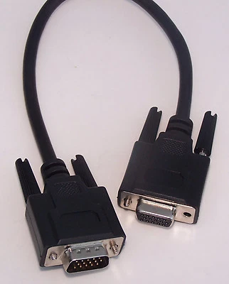 Extensión VGA de 12" macho ~ hembra ahorro de puerto de monitor HD15 S VGA macho/hembra 1' negro Foto 1 de 4