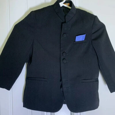 Chicos Richard Harris Traje Chaqueta Talla 5 Negro Cuello Mandarín 6 Botones Boda Foto 1 de 4