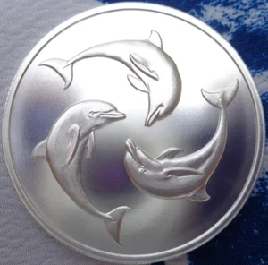 1 oz. THREE DOLPHINS silver BU rounds .999 fine silver - Picture 1 of 4