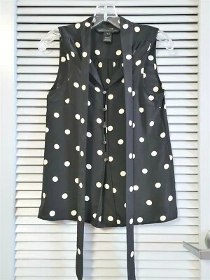 Marc by Marc Jacobs Top de seda sin mangas azul marino lunares cuello corbata botón talla 0 Foto 1 de 3