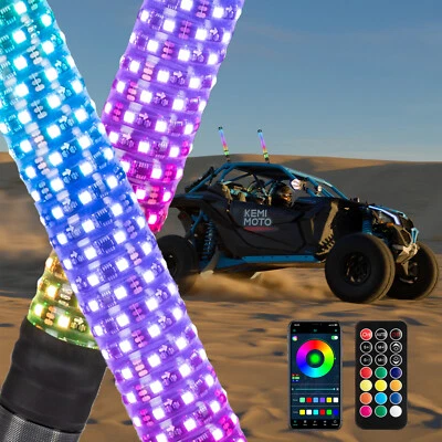 Luces de látigo de grasa de 1 pie LED RGB espiral persecución iluminadas para Polaris RZR XP Can-Am X3 Foto 1 de 4